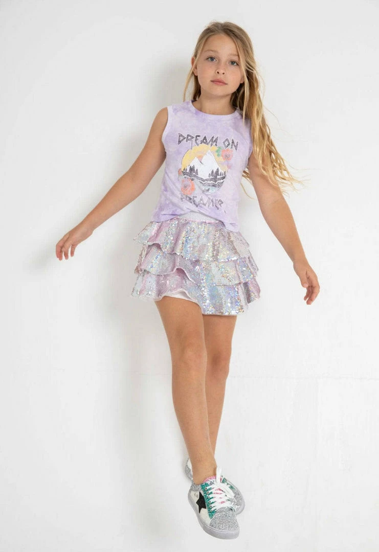 Discount 😀 Lola + The Boys 3 Layers Shimmering Silver Sequin 👗 Skirt 👧 Girls 💯 6 Lola + The Boys 3 Layers Shimmering Silver Sequin Skirt Girls