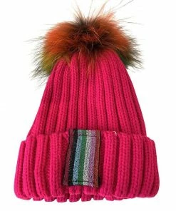 Lola + The Boys Girls Metallic Rainbow Stripe Beanie