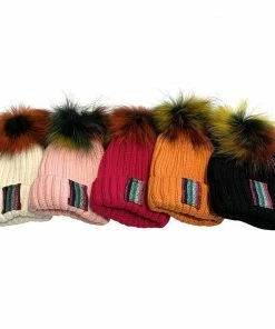 Lola + The Boys Girls Metallic Rainbow Stripe Beanie