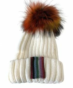 Lola + The Boys Girls Metallic Rainbow Stripe Beanie