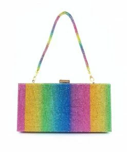 Lola + The Boys Girls Rainbow Crystal Clutch
