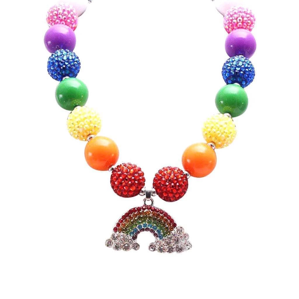 Wholesale π€© Lola + The Boys π§ Girls Rainbow Crystal Gum-ball Necklace π₯° 4 Lola + The Boys Girls Rainbow Crystal Gum-ball Necklace