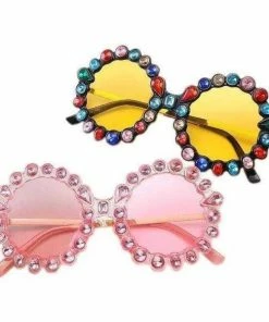 Lola + The Boys Girls Round Crystal Sunglasses