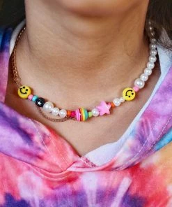 Lola + The Boys New Arrivals Smiley Pearl Chain Choker