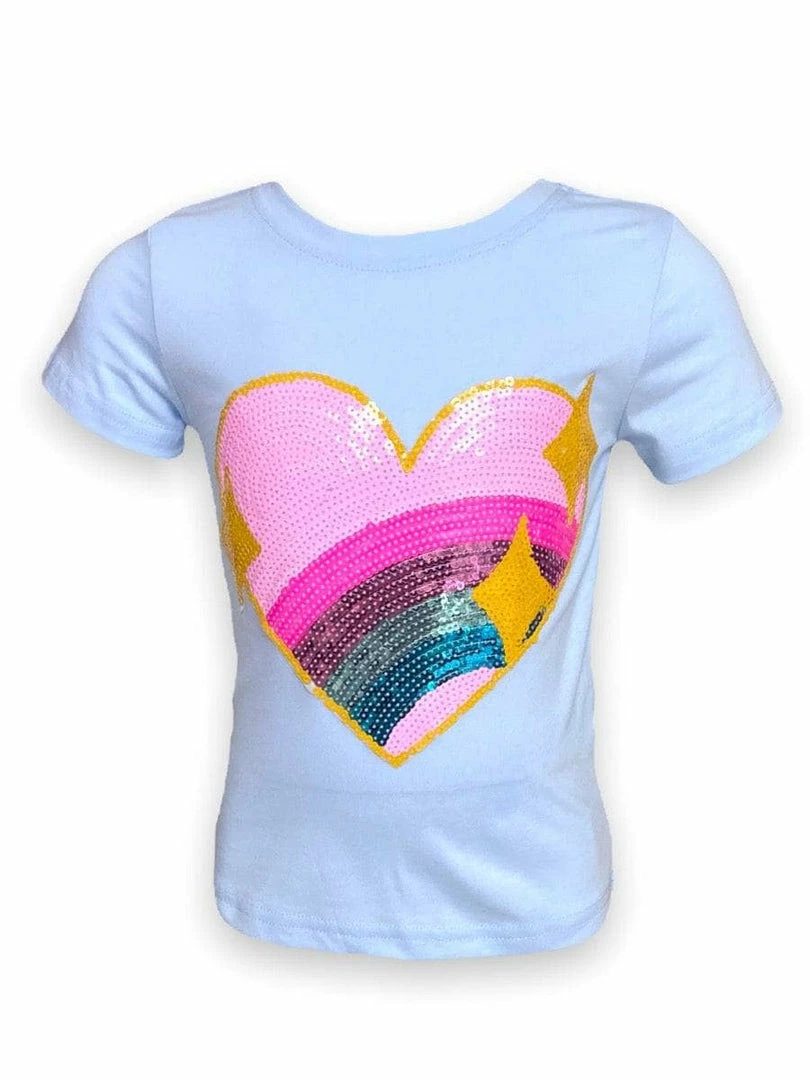 Cheapest ๐งจ Lola + The Boys Baby Blue Rainbow Heart T-Shirt โค๏ธ 3 Lola + The Boys Baby Blue Rainbow Heart T-Shirt