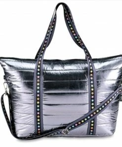 Top Trenz Girls Metallic Tufted Weekender Bags