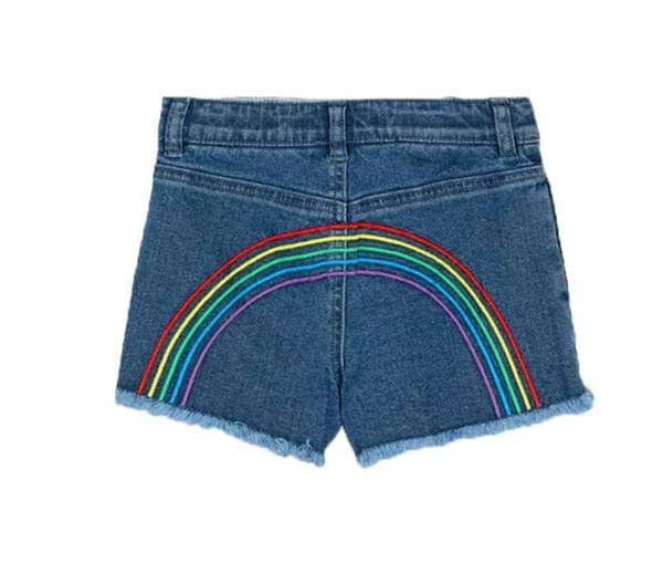 Promo ๐คฉ Lola + The Boys ๐ง Girls Embroidered Rainbow Denim Shorts โญ 5 Lola + The Boys Girls Embroidered Rainbow Denim Shorts