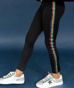 Lola + The Boys New Arrivals Rainbow Sequin Stripe Leggings