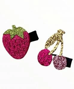 Lola + The Boys Cherry Strawberry Glitter Hairclip
