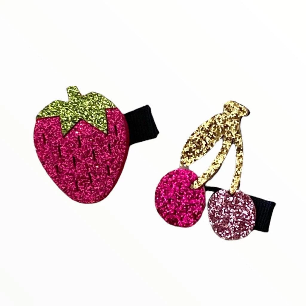 Outlet ๐ Lola + The Boys Cherry Strawberry Glitter Hairclip โค๏ธ 3 Lola + The Boys Cherry Strawberry Glitter Hairclip