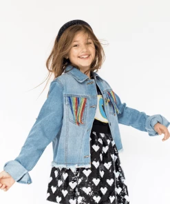 Lola + The Boys Crystal Rainbow Tassel Denim