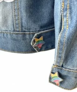 Lola + The Boys Rainbow Stars Denim Jacket New Arrivals