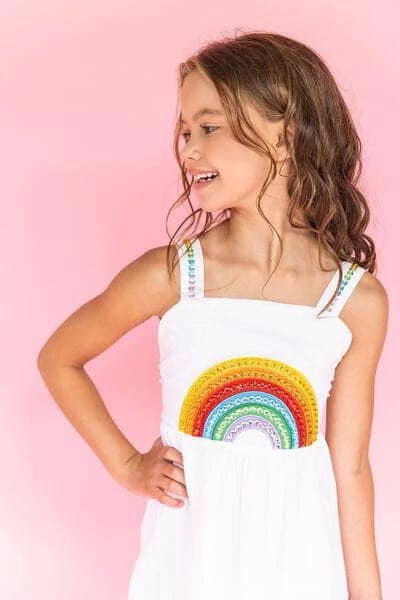 Discount ๐ Lola + The Boys ๐ง Girls Crystal Rainbow Sun ๐ Dress ๐ 3 Lola + The Boys Girls Crystal Rainbow Sun Dress
