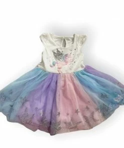 Lola + The Boys Girls Glitter Wing Unicorn Pastel Dress