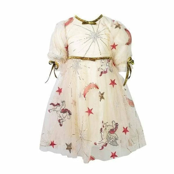 Promo 🎁 Lola + The Boys 👧 Girls Golden Star Party 👗 Dress 🛒 4 Lola + The Boys Girls Golden Star Party Dress