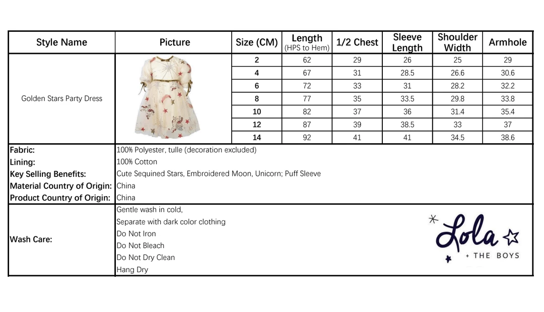 Promo 🎁 Lola + The Boys 👧 Girls Golden Star Party 👗 Dress 🛒 9 Lola + The Boys Girls Golden Star Party Dress