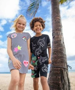 Lola + The Boys New Arrivals Mod Patch Stripe T Shirt Dress