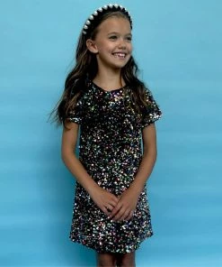 Lola + The Boys Girls Shimmer Stardust Sequin Dress
