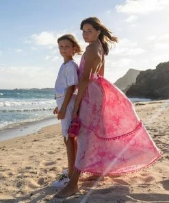 Lola + The Boys St. Barths Tie Dye Pom Pom Dress