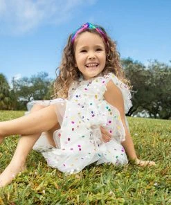Lola + The Boys Foil Polka Dot Tulle Dress