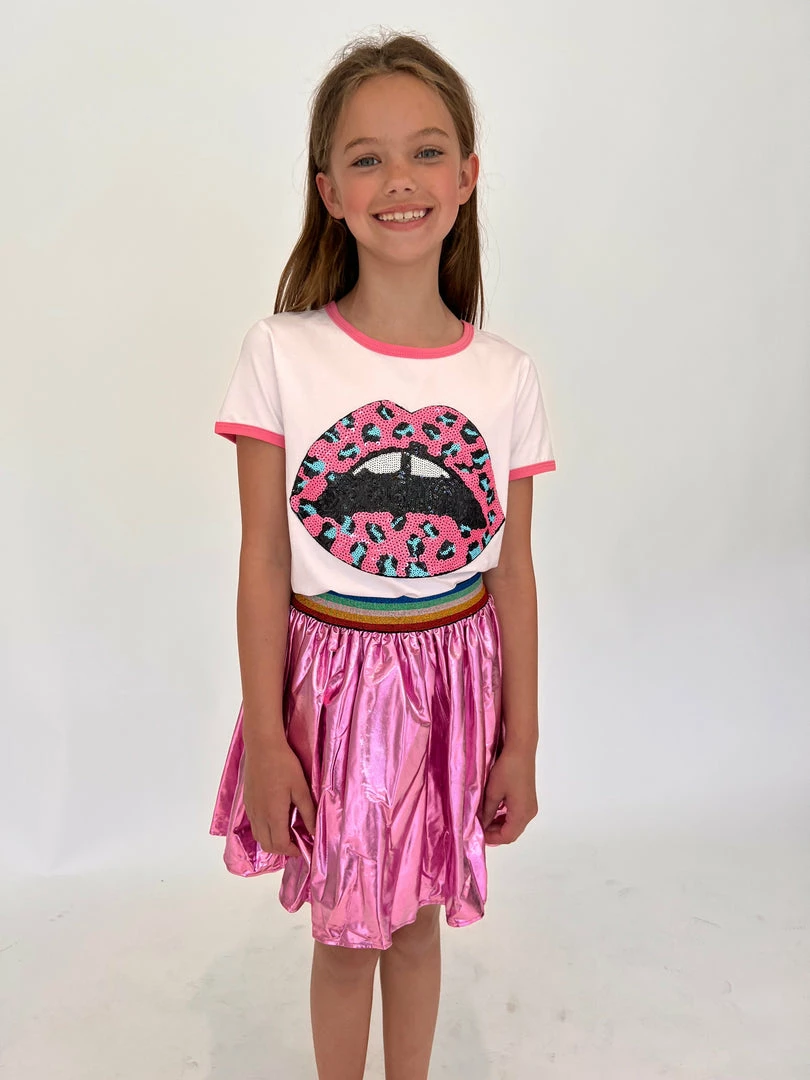 Best Pirce ⌛ Lola + The Boys New Arrivals Electric Lips Ringer T-shirt ✔️ 3 Lola + The Boys New Arrivals Electric Lips Ringer T-shirt