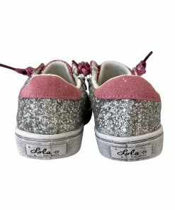Lola + The Boys Girls Glitter Pink Star Sneakers