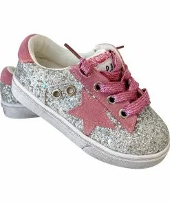 Lola + The Boys Girls Glitter Pink Star Sneakers