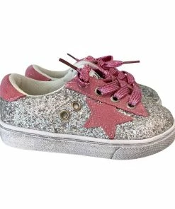 Lola + The Boys Girls Glitter Pink Star Sneakers