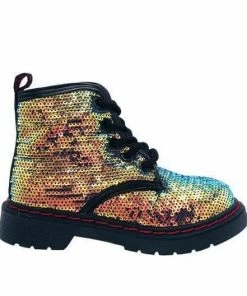 Lola + The Boys Girls Sequin Combat Boots
