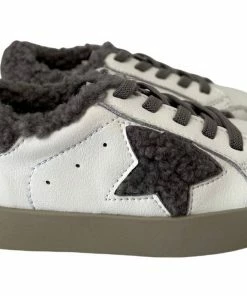 Lola + The Boys New Arrivals Sherpa Grey Star Sneakers