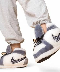 Lola + The Boys White And Grey Athletic Slippers