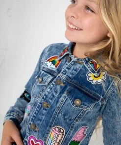Lola + The Boys Girls All About The Patch Crop Denim Jacket