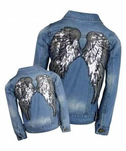 Lola & The Boys Girls Angel Wings Denim Jacket