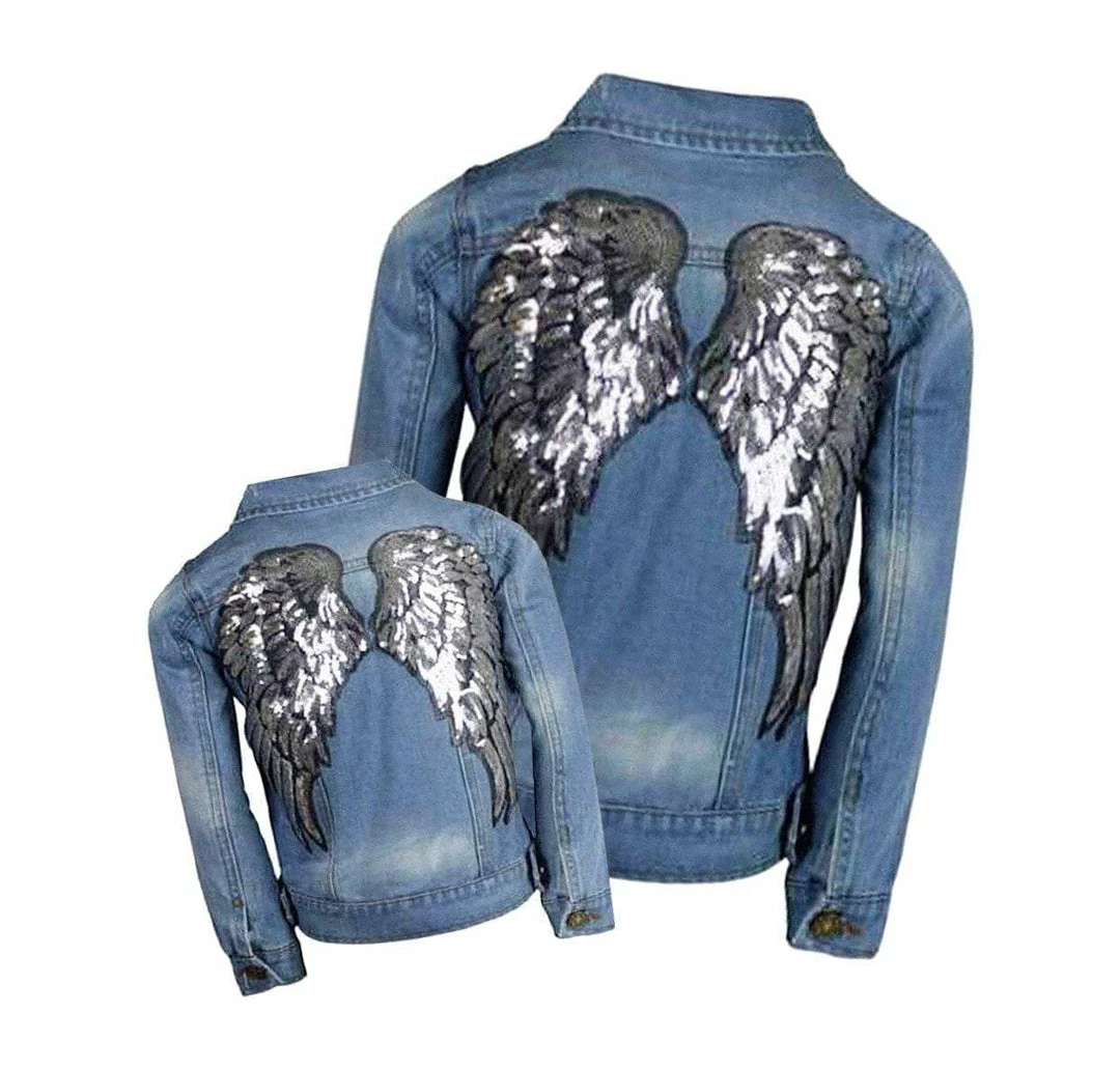 Discount ๐ฅฐ Lola & The Boys ๐ง Girls Angel Wings Denim Jacket ๐ 4 Lola & The Boys Girls Angel Wings Denim Jacket