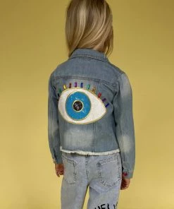 Lola + The Boys Girls Evil Eye Gem Denim