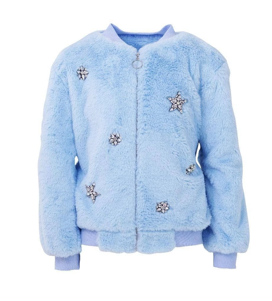 New ๐ Lola + The Boys Blue Ice Princess Crystal Bomber ๐ง Girls ๐ 4 Lola + The Boys Blue Ice Princess Crystal Bomber Girls