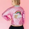 Lola + The Boys Bubble Gum Rainbow Quilted Bomber Girls