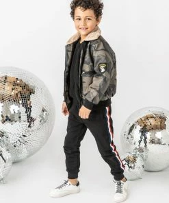 Lola + The Boys Camo Leather Moto Jacket