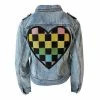 Discount 😍 Lola + The Boys Crystal Checkered Heart Denim Jacket New Arrivals ⭐ 2 Lola + The Boys Crystal Checkered Heart Denim Jacket New Arrivals