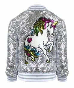 Lola & The Boys Girls Unicorn Sequin Bomber
