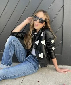 Lola + The Boys Girls I Heart You Vegan Leather Jacket