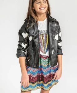Lola + The Boys Girls I Heart You Vegan Leather Jacket