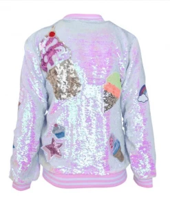 Lola + The Boys Ice Cream Sequin Flip Bomber