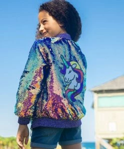 Lola + The Boys Magic Shimmer Unicorn Bomber Girls