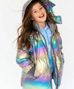Cheapest ⭐ Lola + The Boys 👧 Girls Metallic Ombré Puffer 😉 17 Lola + The Boys Girls Metallic Ombré Puffer