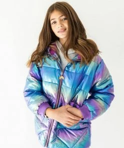 Lola + The Boys Girls Metallic Ombré Puffer