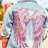 Lola & The Boys Neon Angel Wings Denim Jacket