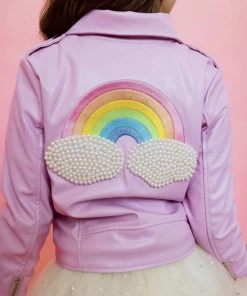 Lola + The Boys Pink Pearl Vegan Leather Jacket