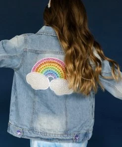 Lola + The Boys Rainbow Pearl Denim Jacket Girls