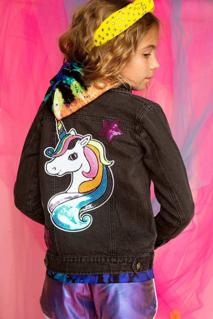 Best deal ๐งจ Lola + The Boys Stone Wash Unicorn & Stars Denim Jacket ๐ง Girls ๐ 3 Lola + The Boys Stone Wash Unicorn & Stars Denim Jacket Girls